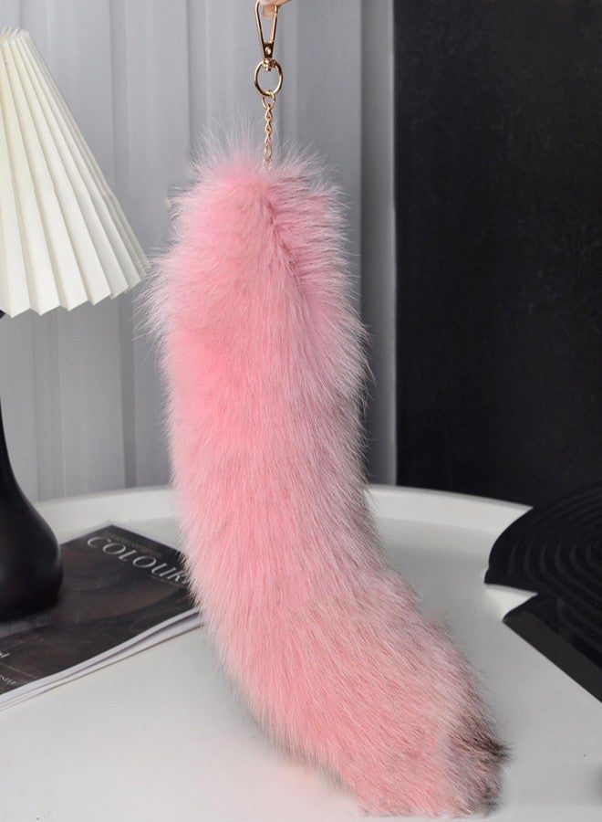 Tiuredx Faux Fur Fox Tail KeyChain for Women Therian Costume Cosplay Handbag Fashion Charm Wolf Tail Keychain Gift for Party (Pink) - Image 3